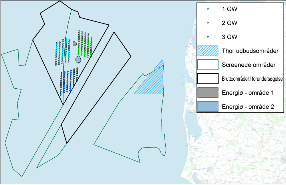 Energiø i Nordsøen - placeringer