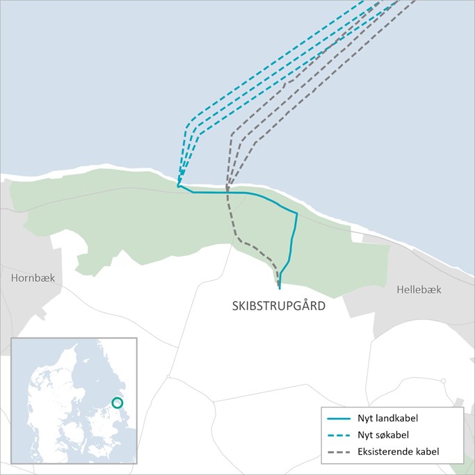 Linjeføring for kabelforbindelse tværs over Øresund